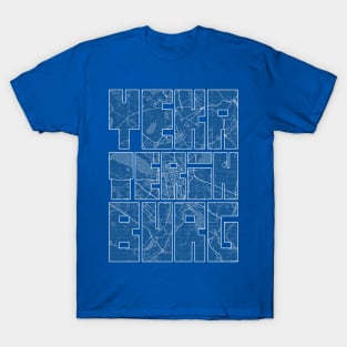 Yekaterinburg, Russia Map Typography - Blueprint T-Shirt